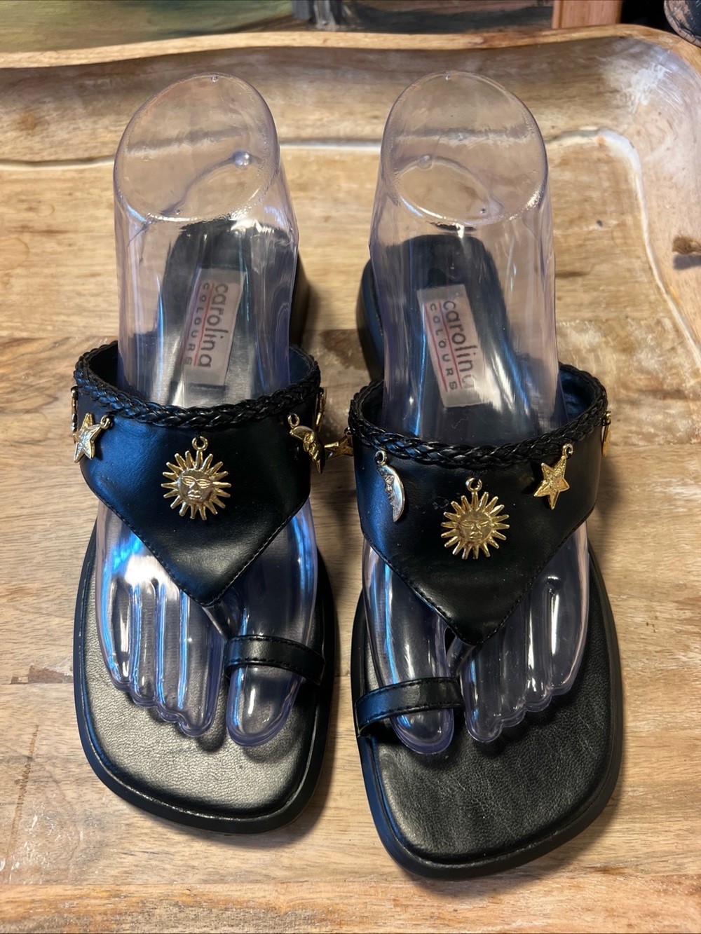 Carolina Sun & Star Black Girls' Embellished Thong Sandals